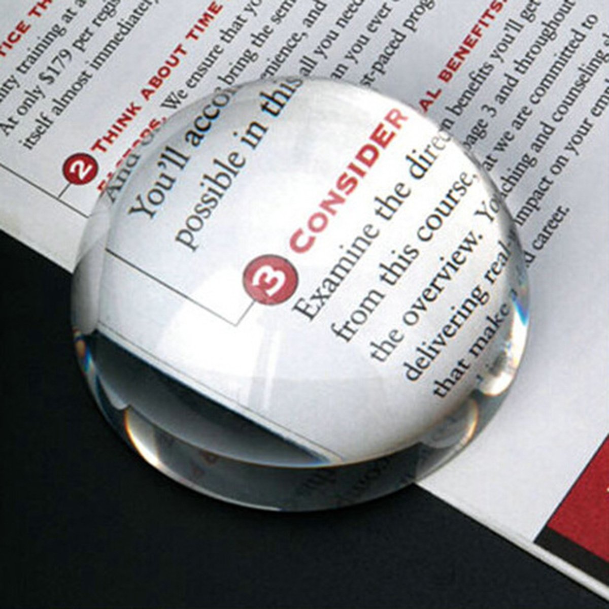 100Mm Large Magnifying Glass Dome Paperweight Crystal Hemisphere Magnifier Reading Aid