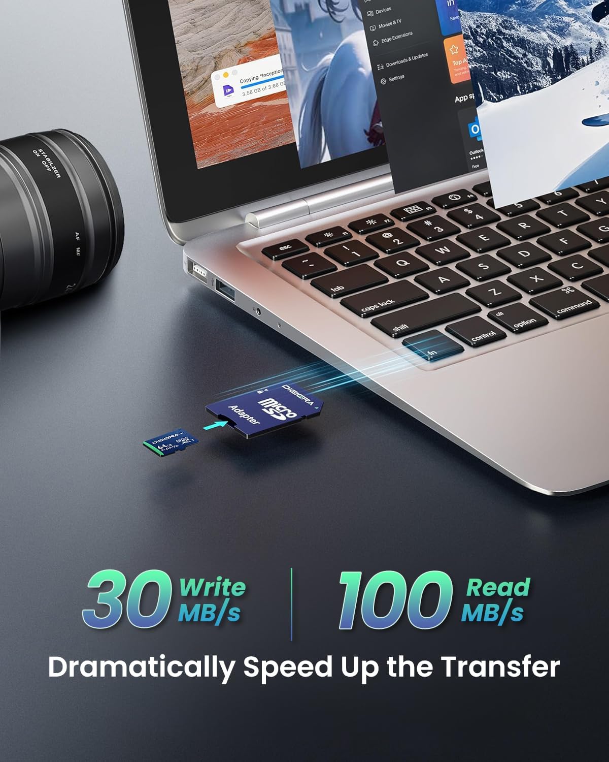 64GB CT100 microSDXC UHS-I Memory Card with Adapter - up to 100MB/s, C10, U1, V10, Full HD, A1, Micro SD Card for Smartphones, Tablets, Cameras, Gaming Consoles, and Drones (2 Pack)