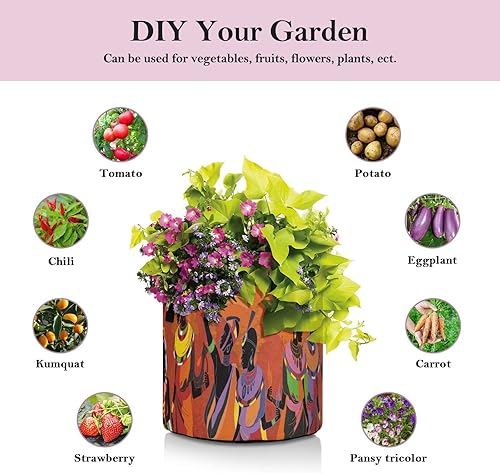 Miniatura 5 de African Women 5 Gallon Plant Grow Bags People of South Africa Garden Planting Bag Aeration Fabric Patios Pots Vegetable Grow Bags for Indoor Outdoor