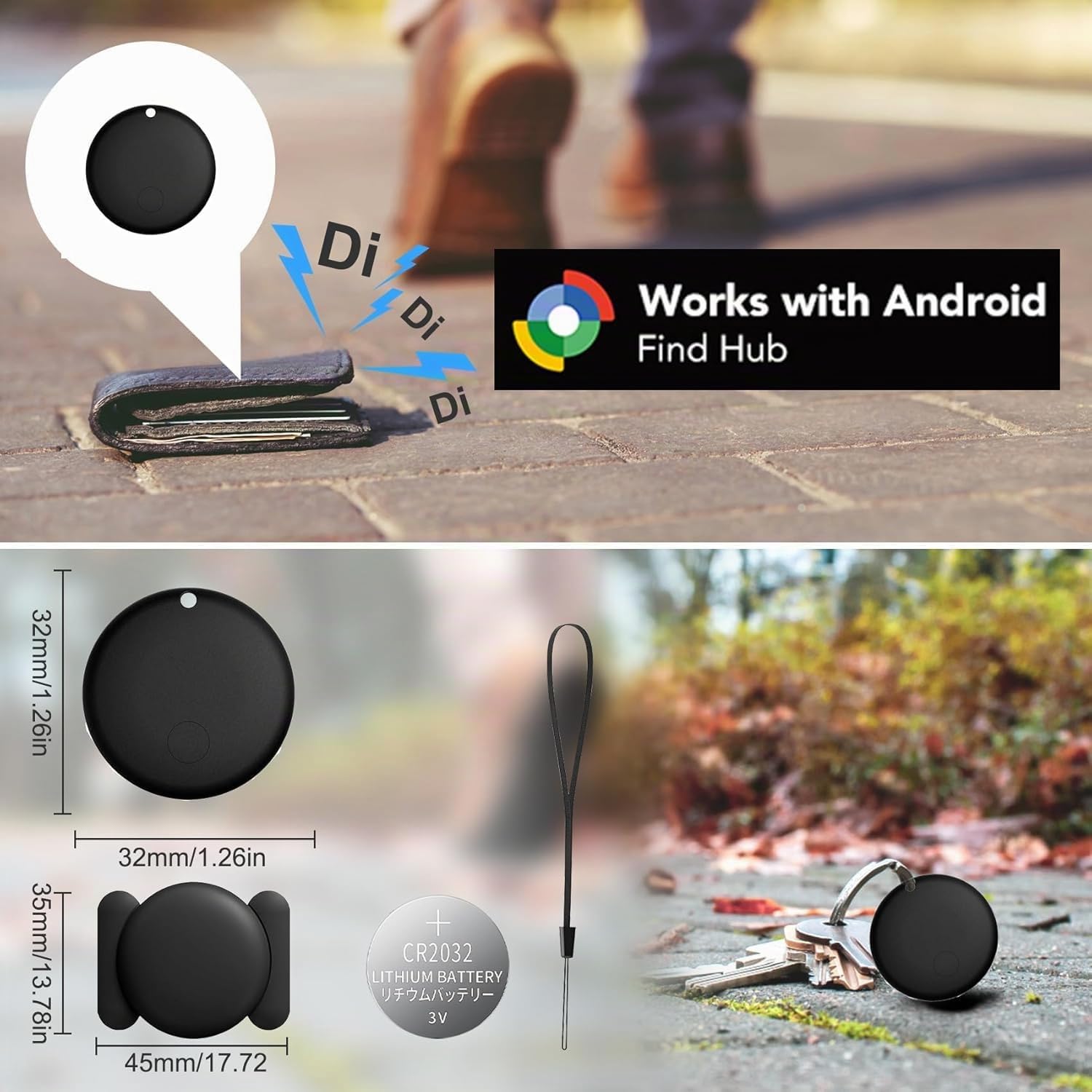Air Tracker Android, GPS Tracker per Auto,Tag GPS Android Funziona con Google Find Hub, Localizzatore GPS Per Auto Nascosto SIM senza abbonamento,Localizzatore GPS Auto Per Veicoli,Chiave (Nero)