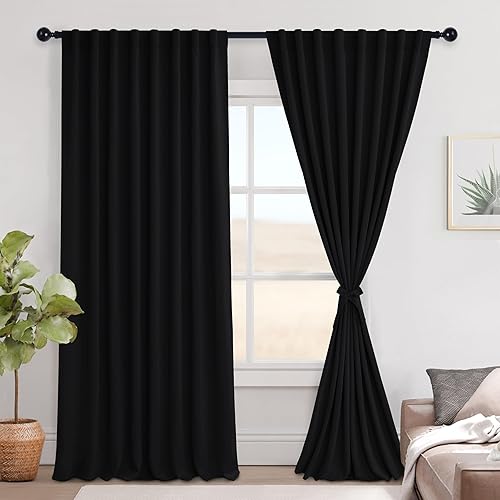 Miniatura 50 de Hiasan Cortinas opacas blancas extra anchas para dormitorio, cortinas opacas térmicas extra anchas de 72 pulgadas de largo, con pestaña trasera,