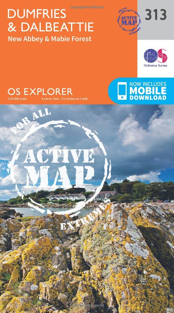 Dumfries & Dalbeattie Map | Weatherproof | New Abbey & Mabie Forest | Ordnance Survey | OS Explorer Active Map 313 | England | Walks | Hiking | Maps | Adventure