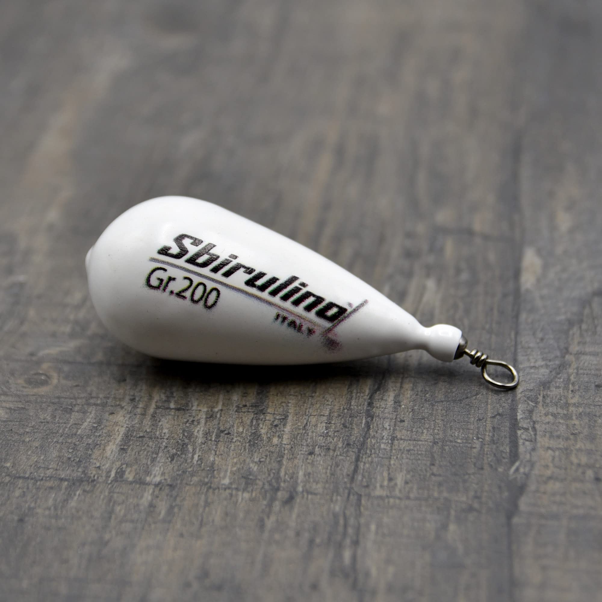 Sbirulino® Set de 4 piezas de lastres de pesca en forma de pera plastificados blancos con vértebra