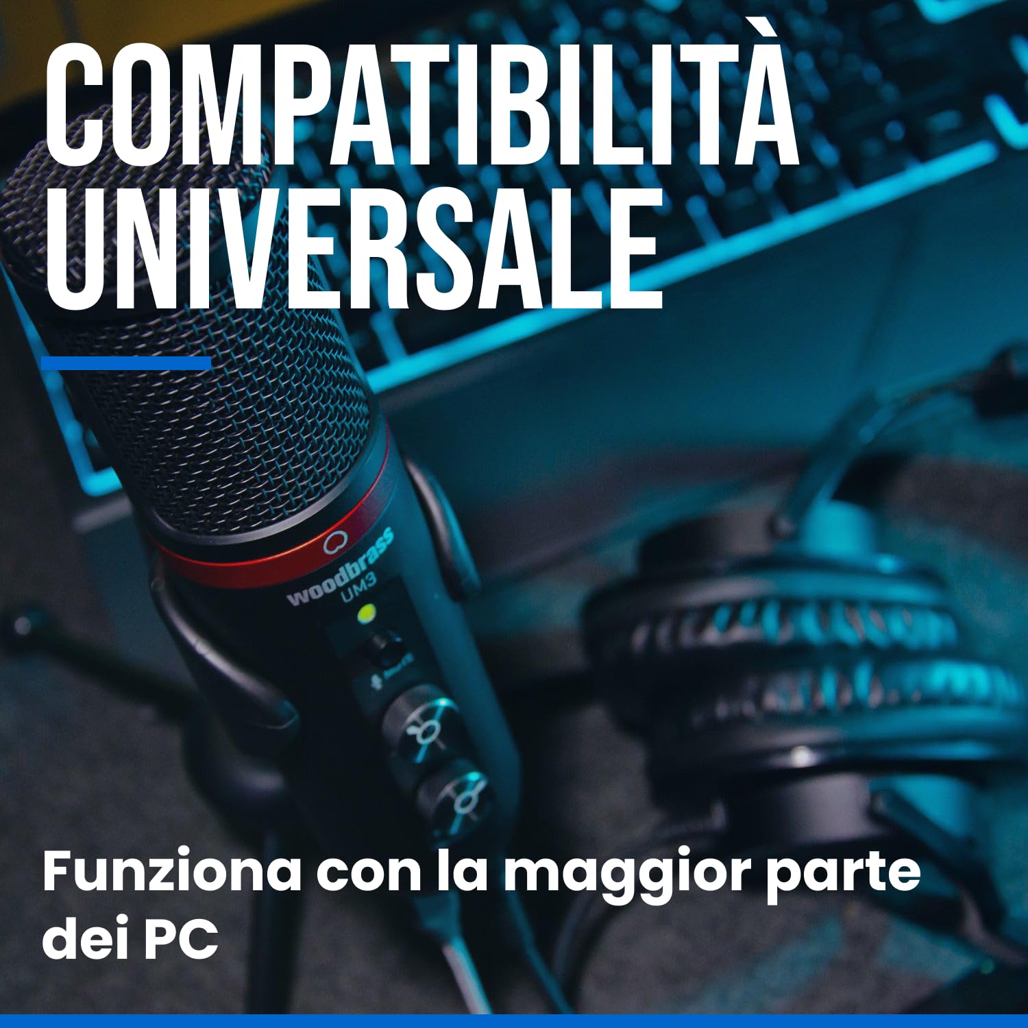 Microfono USB WoodBrass UM3 Multifunzione Streaming - Dettaglio