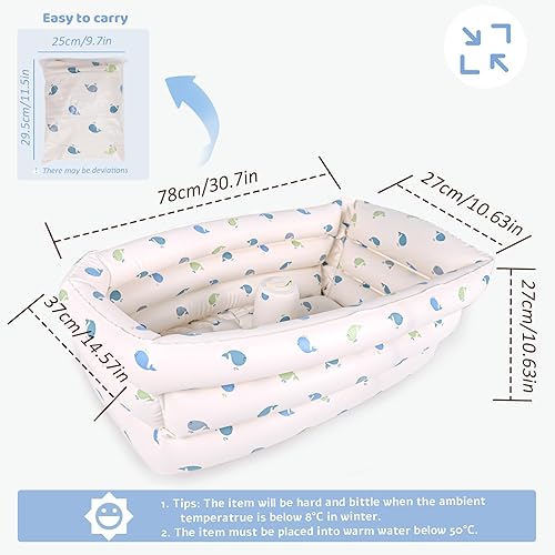 Miniatura 8 de Bañera inflable para bebé con bomba de aire incorporada, bañera portátil para bebés de 1 a 5 años, piscina de bolas pequeña, bañera plegable para