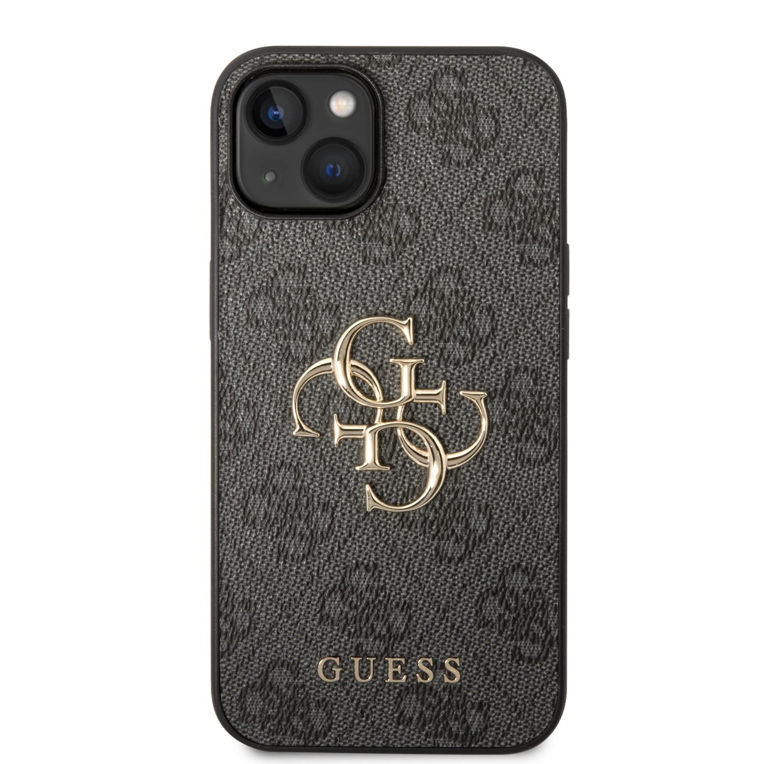 Guess Golden Logo compatibile con iPhone 14 e 13, colore grigio, GUHCP14S4GMGGR, nero