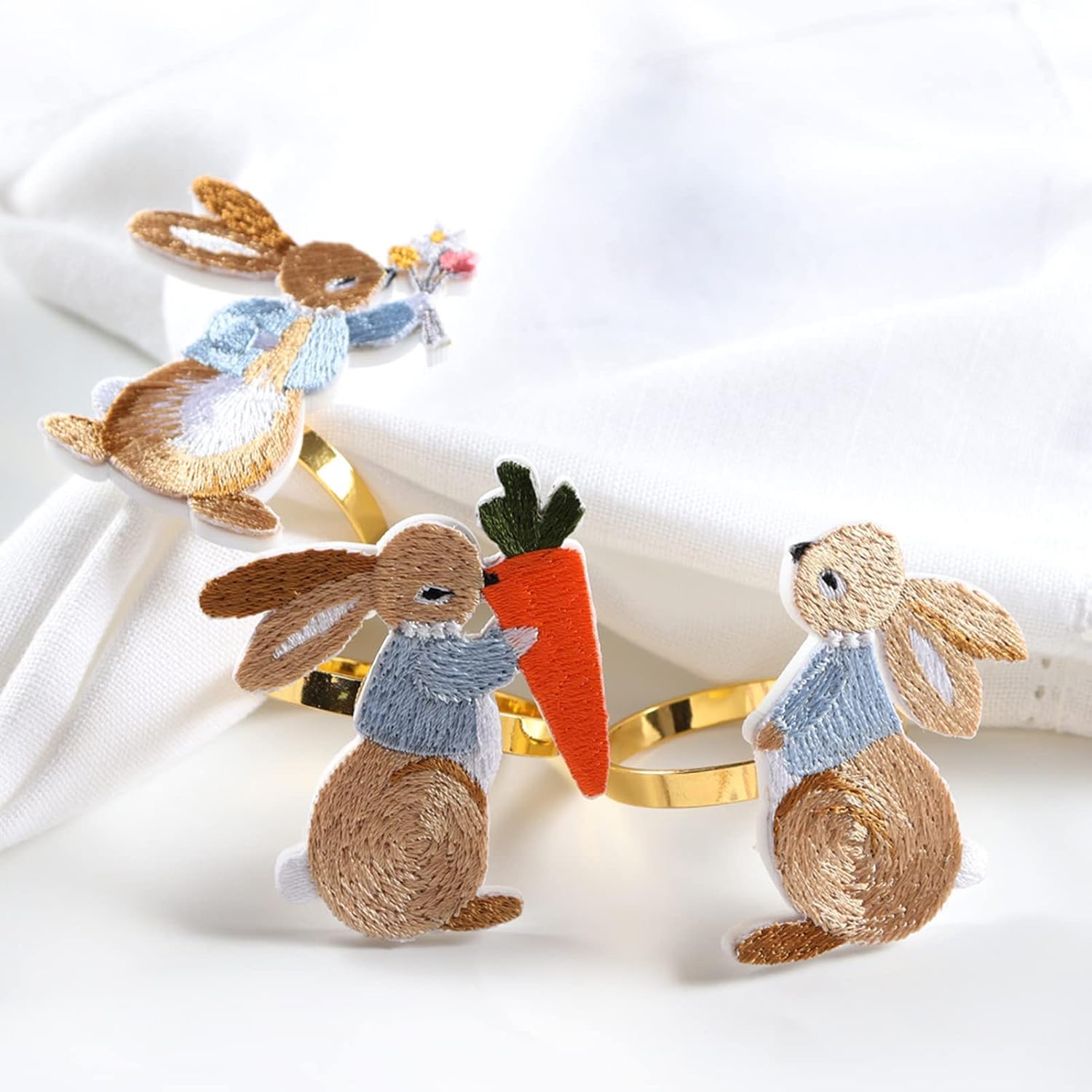 Easter Napkin Rings Set of 6, Bunny Napkin Rings Easter Table Decoration, Used for Family Table Decoration Party Table Decoration Setting Decor 2