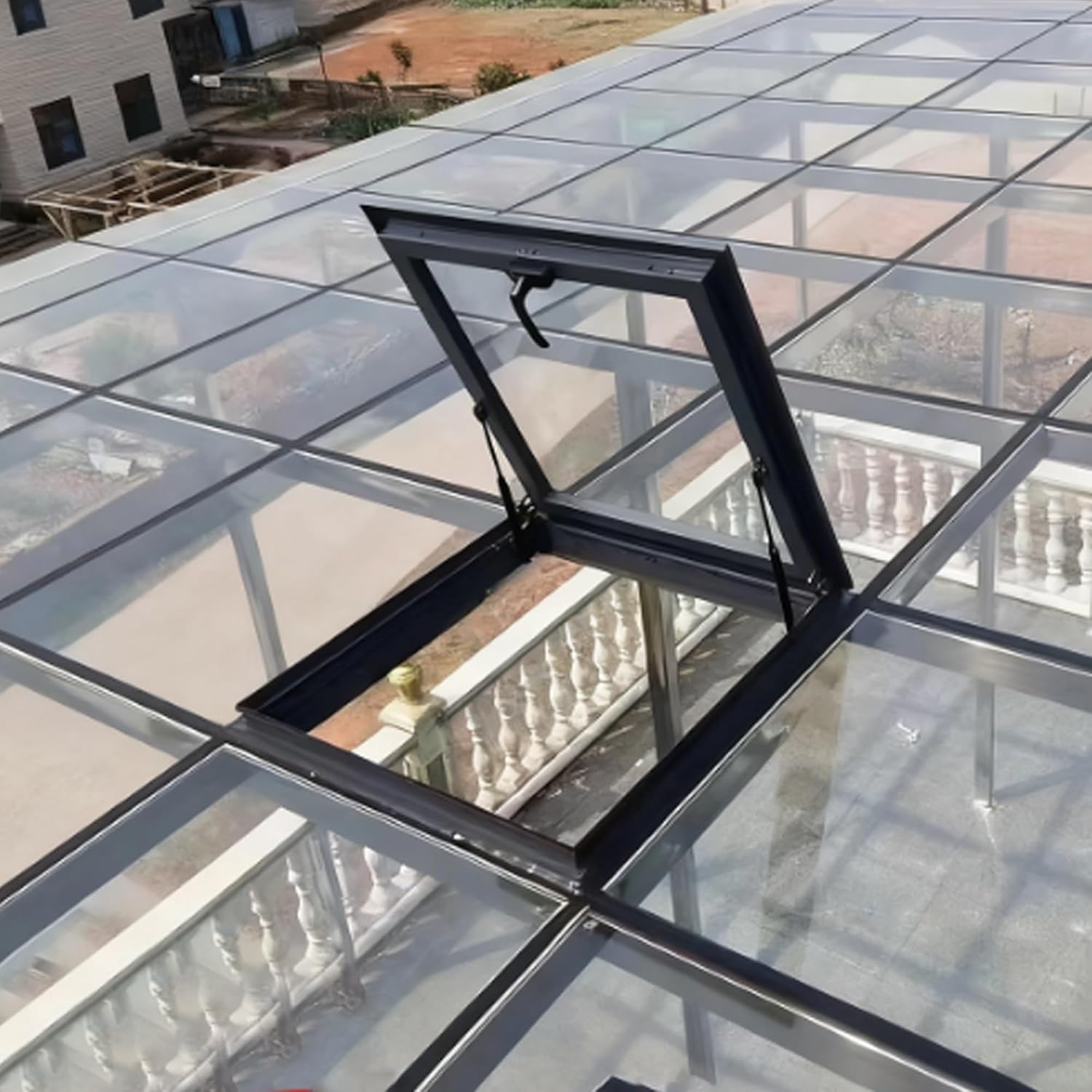 Skylight House Roof Window, Sun Room Roof Skylights Ventilation Small Window in a Buildings Roof Roof Window and Skylight Basement Daylighting Door for Indoor Attic,Egress Roof Window
