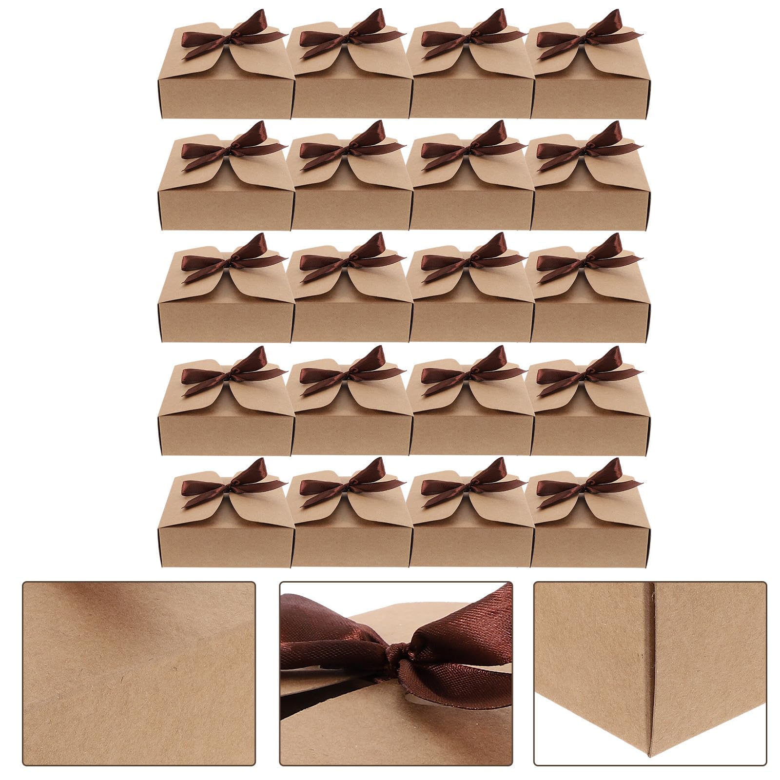 Scatole per Confezioni in Carta Kraft 20 Pezzi Scatoline Quadrate Marroni Leggere Cordino per Biscotti Dolcetti Caramelle Feste Matrimoni Compleanni