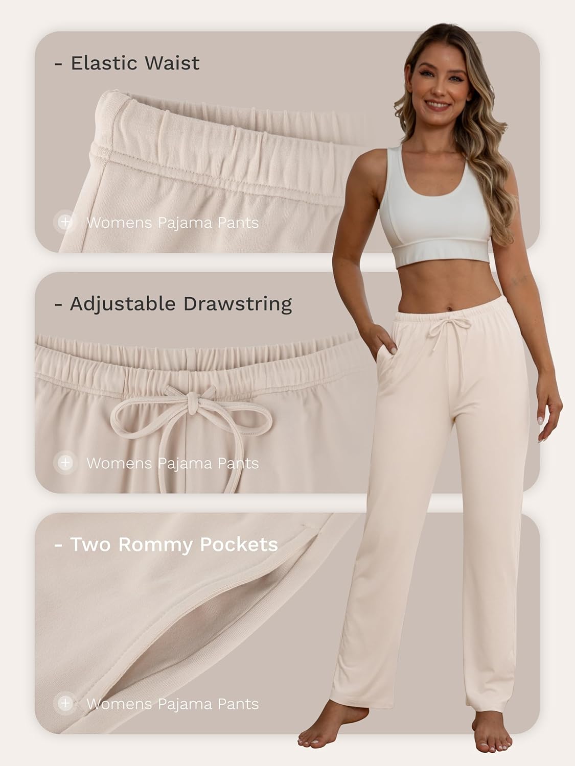 3 Pack Womens Pajama Pants Soft Loose Casual Lounge & Sleep Pants Pajama Bottoms PJ Sleepwear with Pockets - Image 3