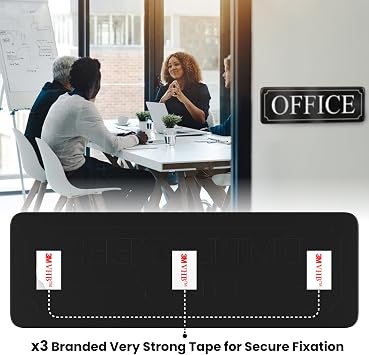 The Office Door Sign for Your Home and Business with Bigger Letters - Bright Acrylic Self-Adhesive Sign 93 in with Double Sided 3M Tape - Quick and Easy Installation Without Any Tools