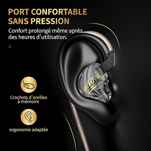Yinyoo KBEAR MONKIE K01 Wired Gaming Earbuds,1DD Lightweight Gaming In Ear Monitor with 3.5mm Plug, HIFI Immersive Bass in Ear Headphones Wired Earphones Compatible with PC,PS5, Xbox,Switch - 5