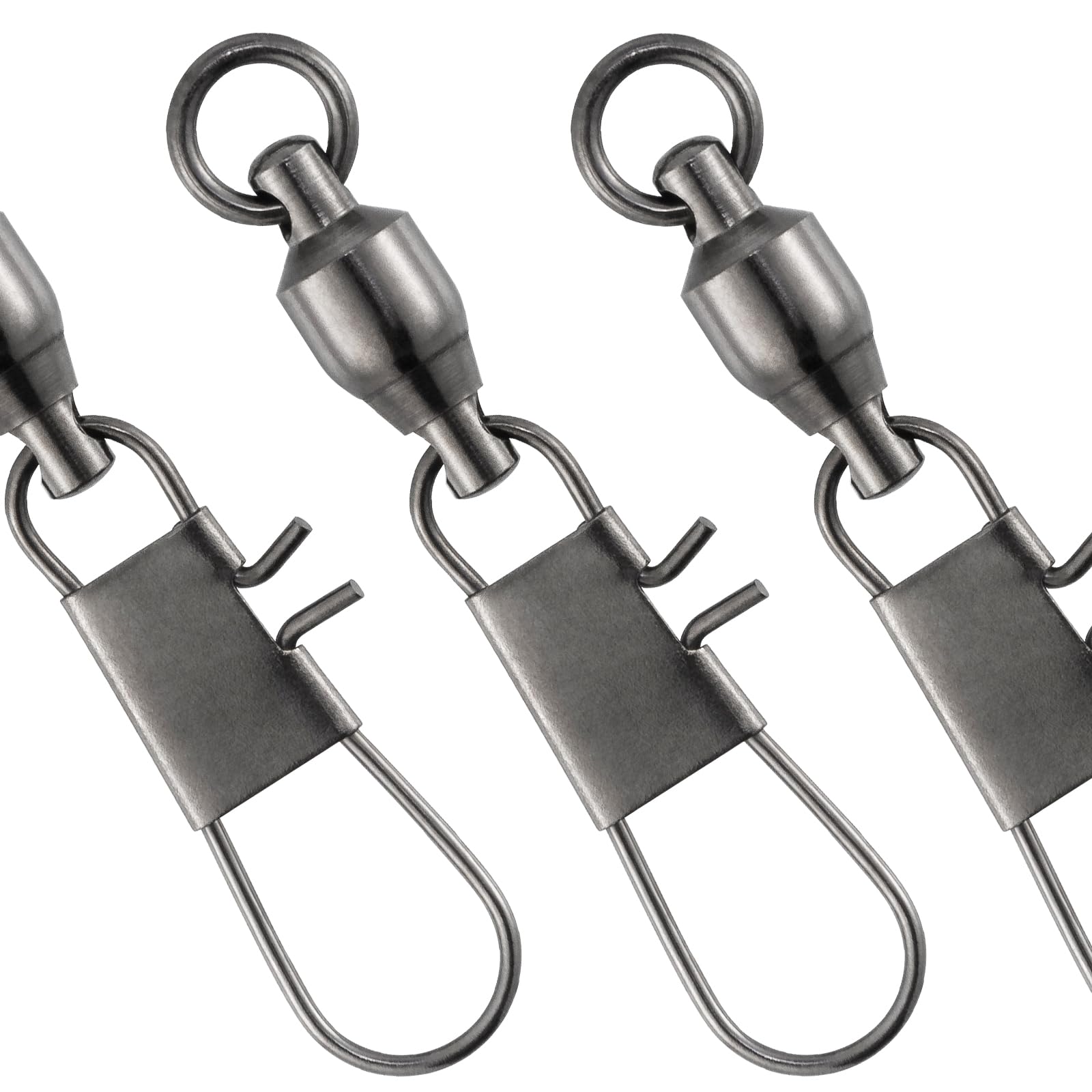 Dr.Fish 30 Pack Ball Bearing Snap Swivels, Swivels Fishing Tackle with Safety Interlock Snap Saltwater Freshwater Stainless Fishing Clips Clasp Leader Line Hook Sinker Connector