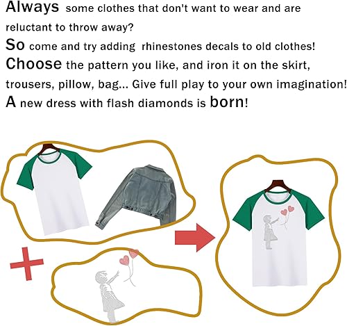 Miniatura 5 de SUPERDANT Transferencia de Hotfix con diamantes de imitación para niña, con globo de corazón, diamantes de imitación de cristal, transferencia de