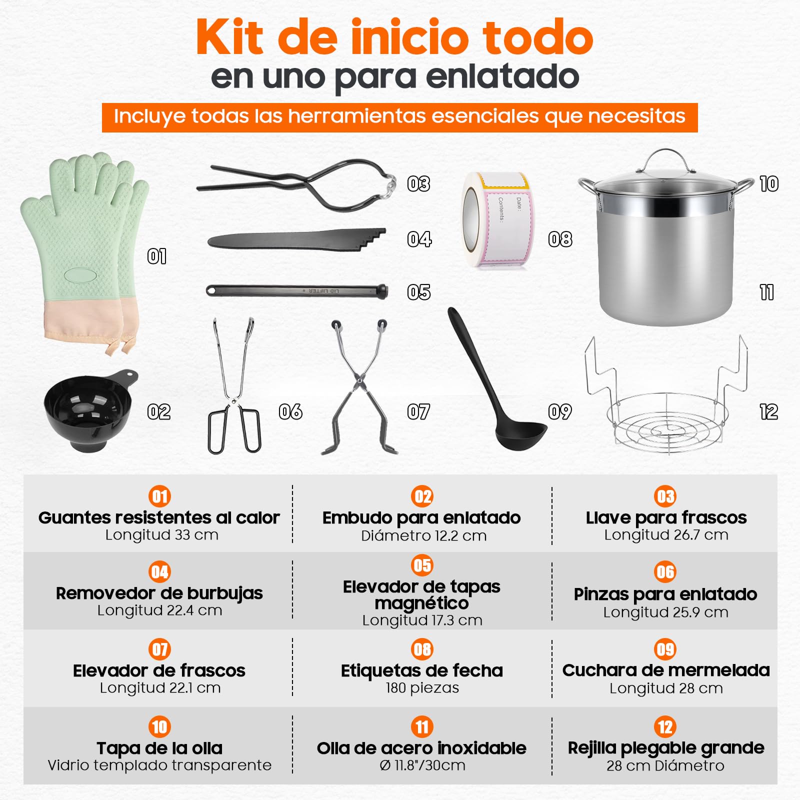 Marmite à Conserves en Acier Inoxydable avec Grille et Couvercle – Grand Stérilisateur pour Bocaux – Kit Complet pour Débuter les Conserves Maison (Noir, 19 L)