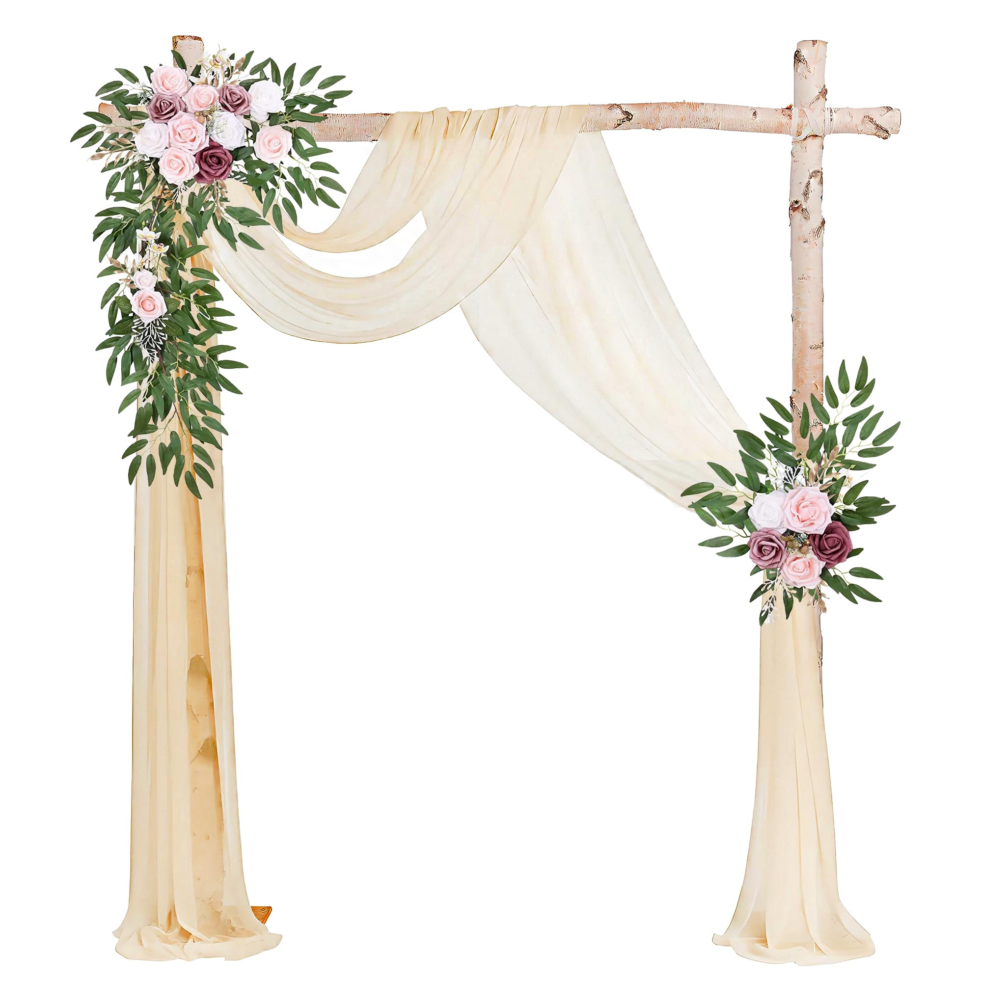 Tissu drapé en tulle ivoire pour arche de mariage 76,2 x 7,6 m | Draperie en tissu drapé pour arche de mariage, décoration de cérémonie, plafond, tonnelle