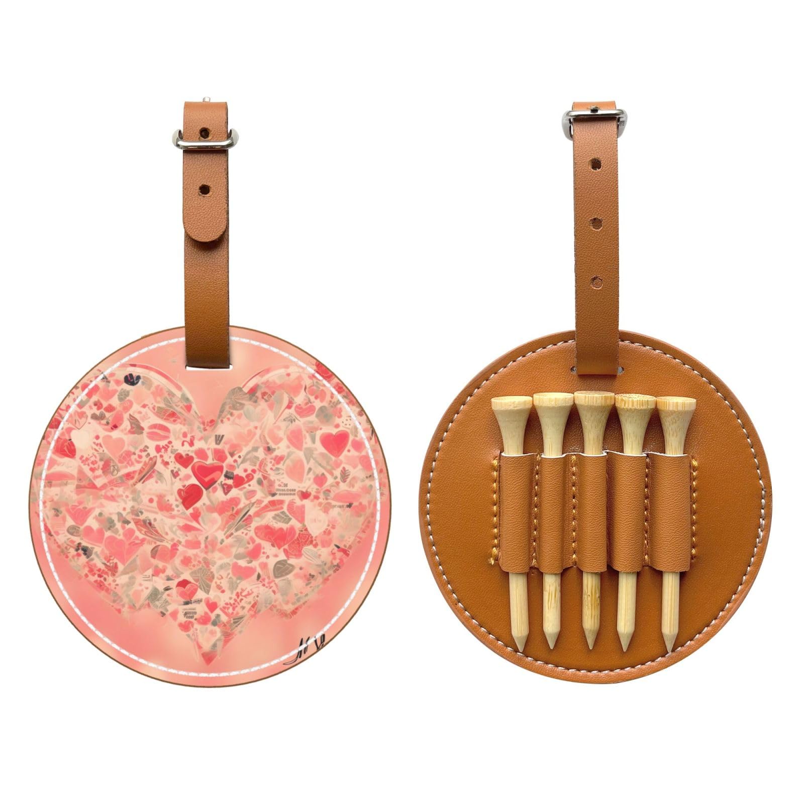 WXXWXD Red Heart Flowers Printed Golf Tee Storage Bag - Portable Storage, Easily Organize Tees