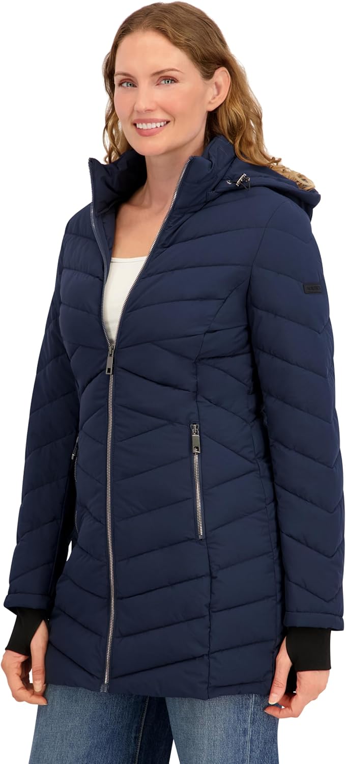 Nautica Women's 3/4 Length Light Weight Puffer - Image 6