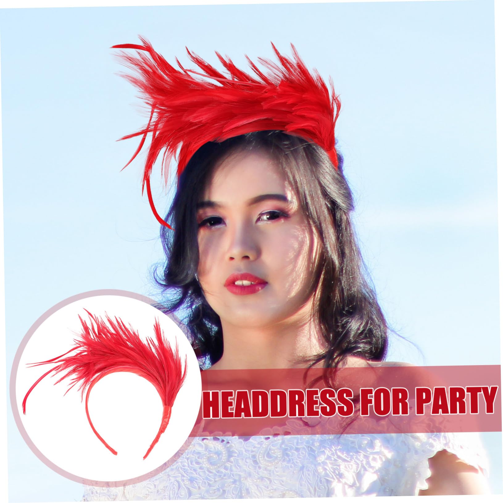 Healeved 3piezas Accesorios De Cabello Para Novia Diadema Elegante Para Fiestas Tocado Rojo Adorno Fotográfico Diseño Ligero y Atractivo