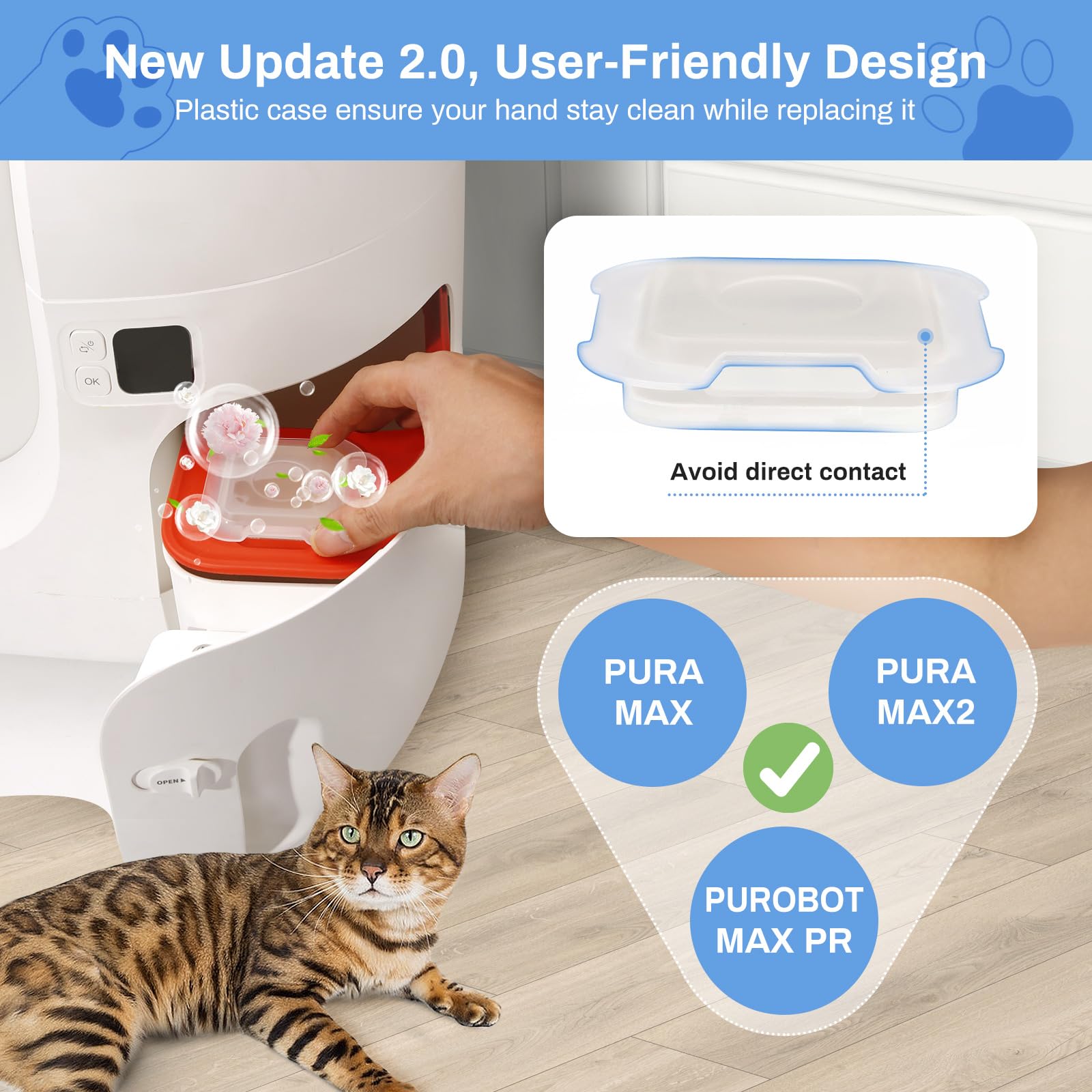 2.0 Deodorante per Toilette per Gatti Autopulente, Feriva Eliminatore di Adori per Lettiere di Gatti, Controllo Degli Odori Fragranza a Lunga Durata, Non Irritante, Alta Sicurezza(Confezione da 6)
