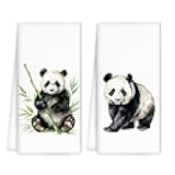 OINDADE Funny Panda Gifts Hand Towels Set of 2, Panda Decor Kitchen Towels, Rustic Pandas Bear Nursery Decorative Dish Tea Towel for Kitchen, Gifts for Pandas Lovers Bathroom Decor, 16x24In
