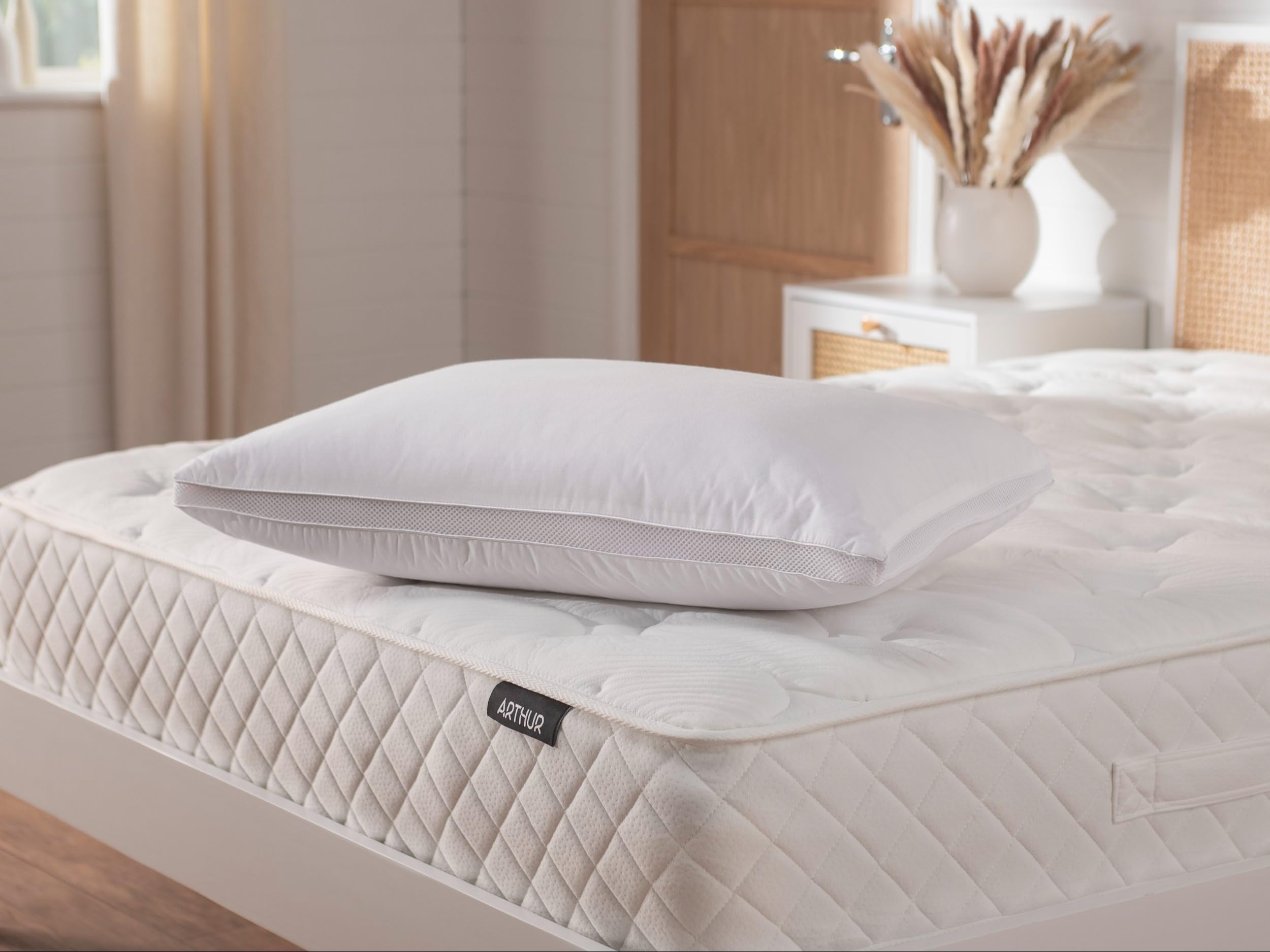 Arthur White Sleep Pocket Spring Pillow - Firm Support - Mini Pocket Springs - 100% Cotton Cover - Enhanced Height & Breathability - 5-Year Warranty