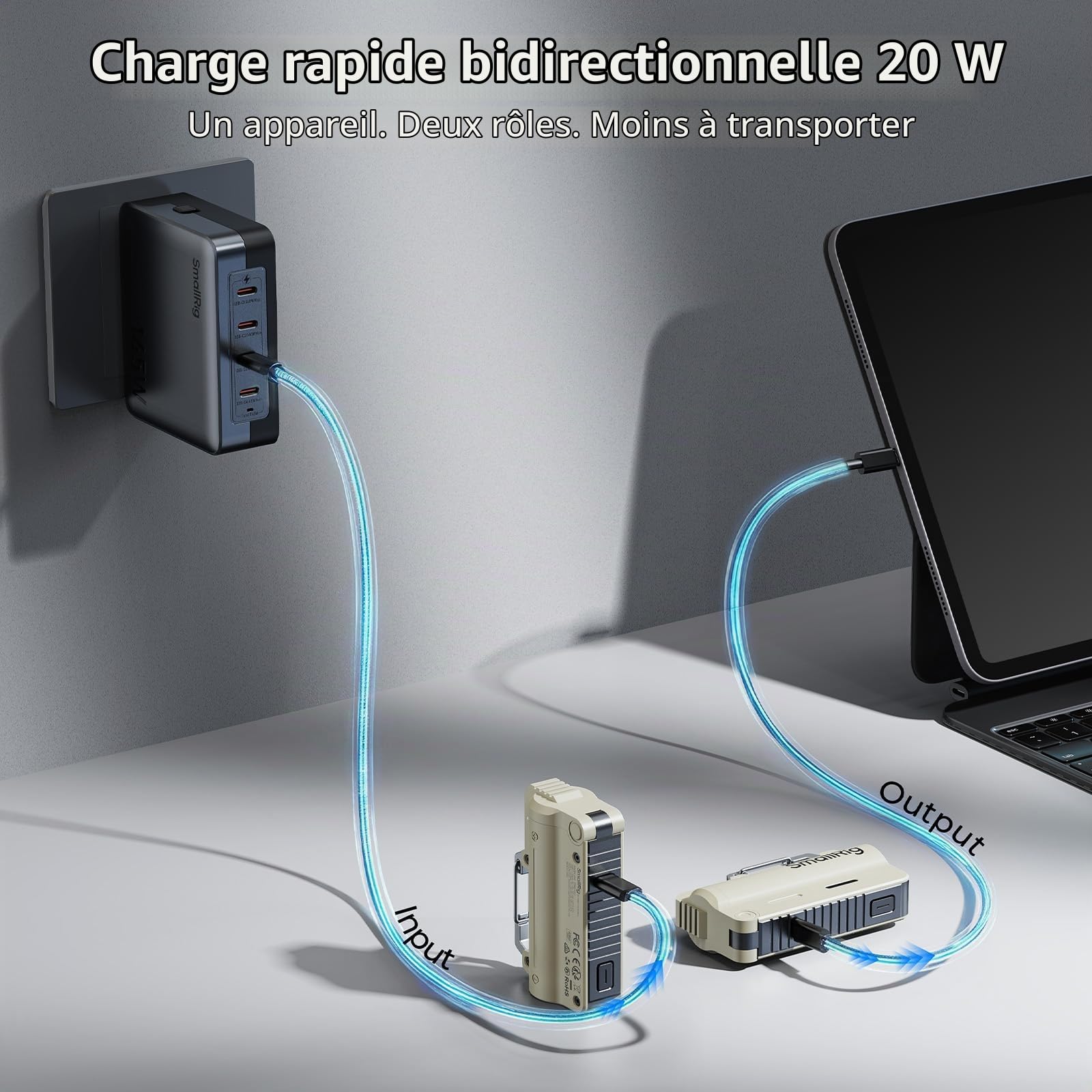 SMALLRIG SC18 EDC Power Bank 5000mAh 20W Chargeur Portable, ABS+PC- 6088
