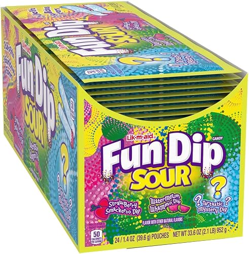 Fun Dip Sour Candy Packs (24 Pcs.) – Assorted Sour Fruit Powder Candy and Bold Z