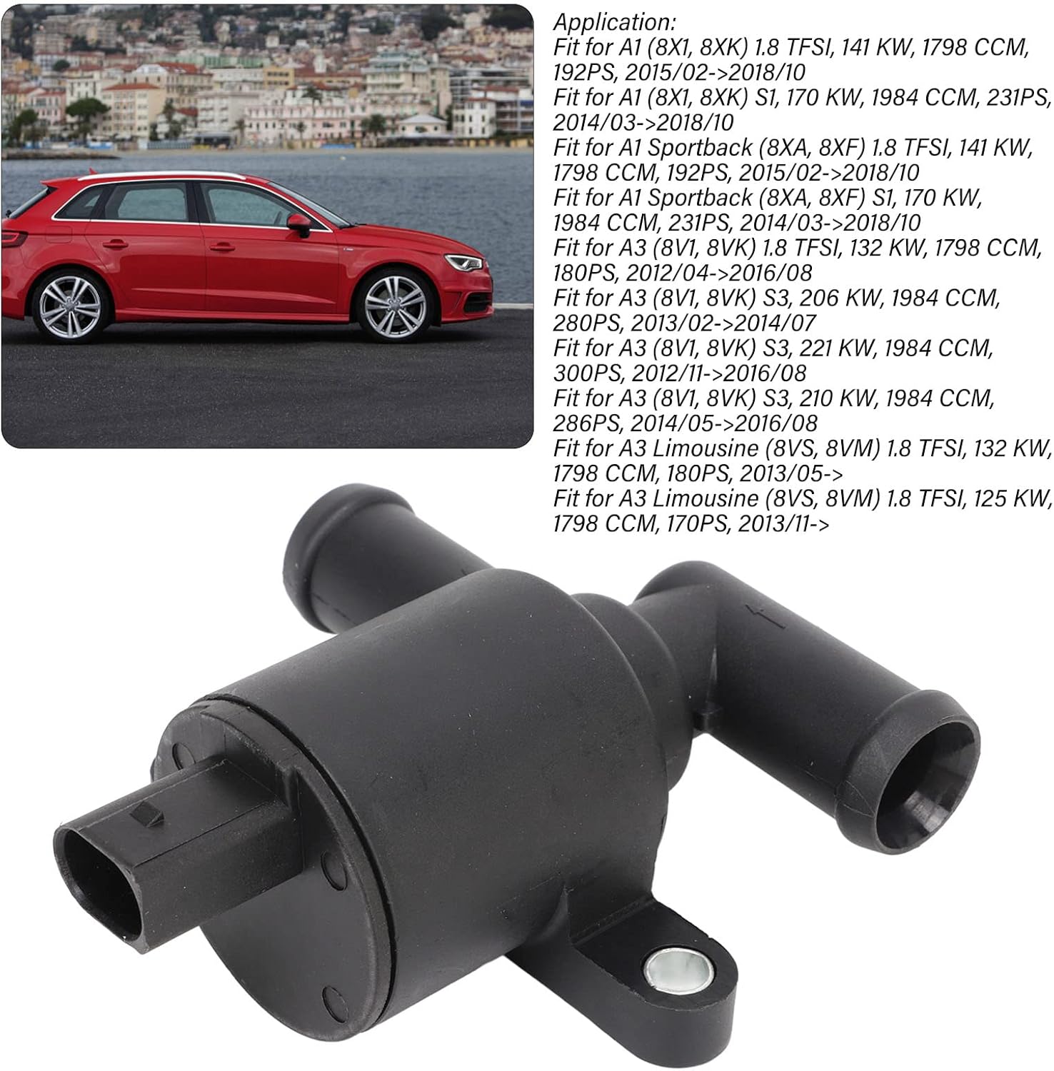 4H0121671G, Sensitive Compact Heater Control Water Valve Black for Car