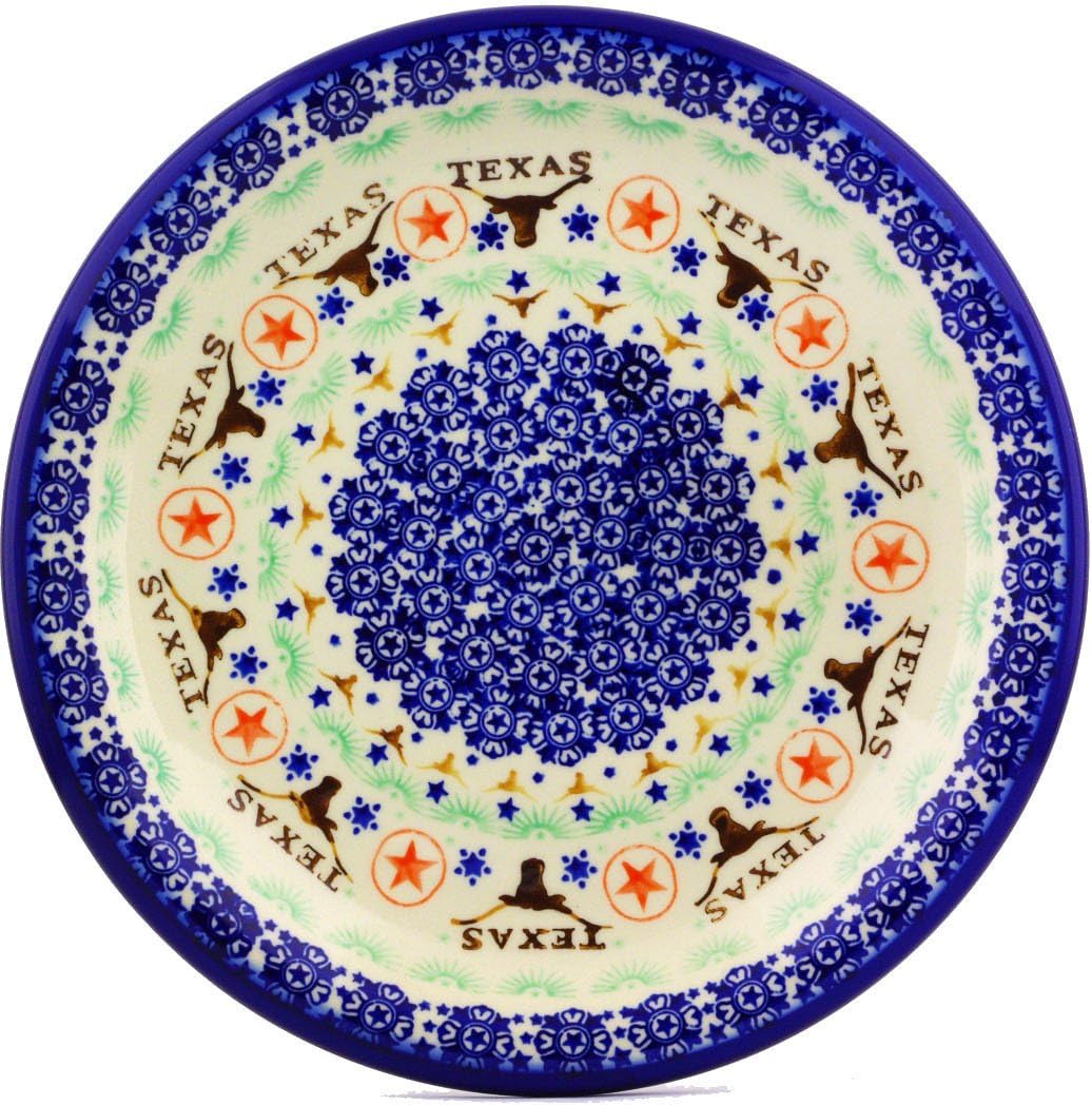 Polmedia Polish Pottery Dinner Plate - Texas State Pattern Handmade in Boleslawiec Poland by Ceramika Bona + Certificate of Authenticity