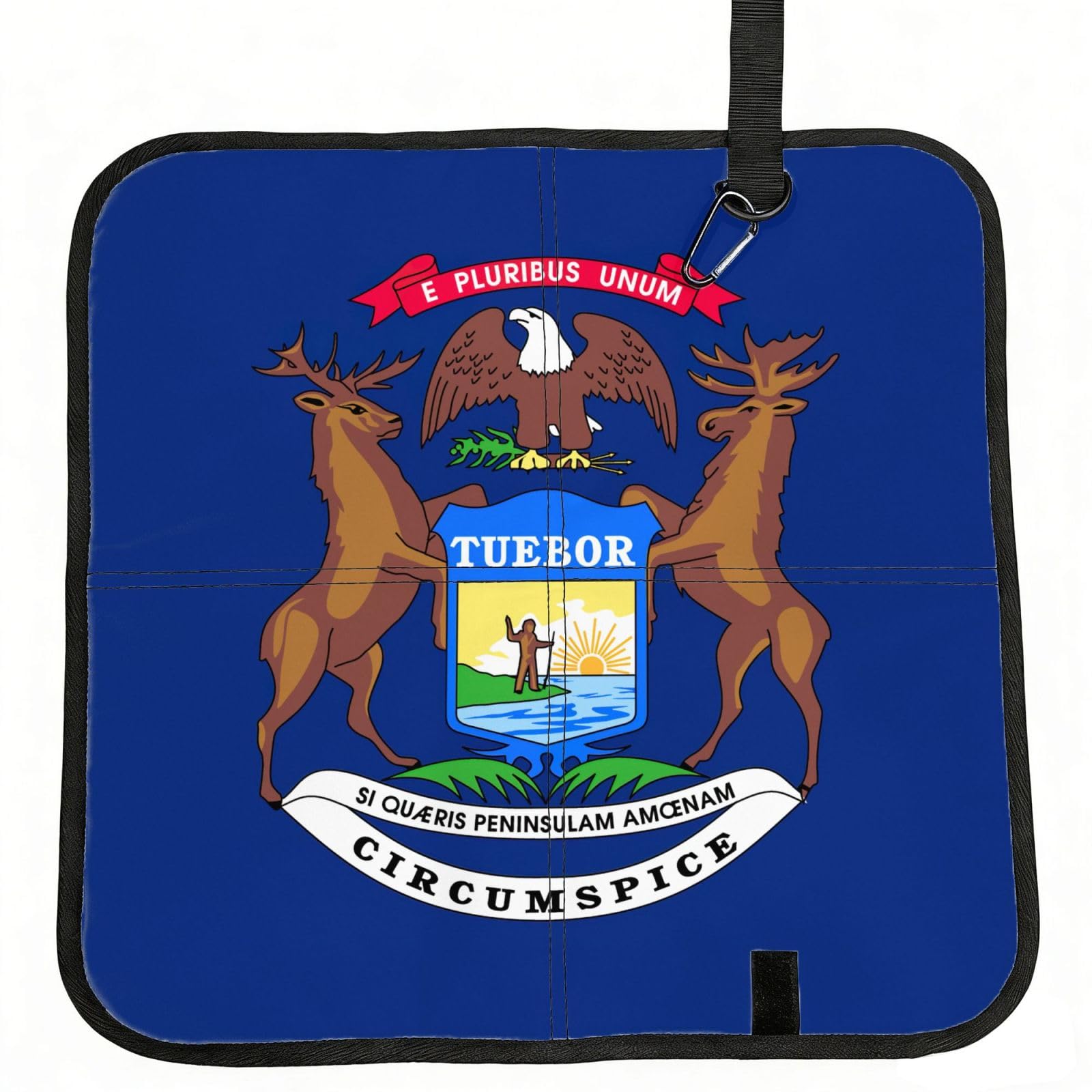 UVBDF Michigan State Flag Print Outdoor Sitting Cushion Folding Seat Pad Compact Portable Picnic Bench Cushion Mat