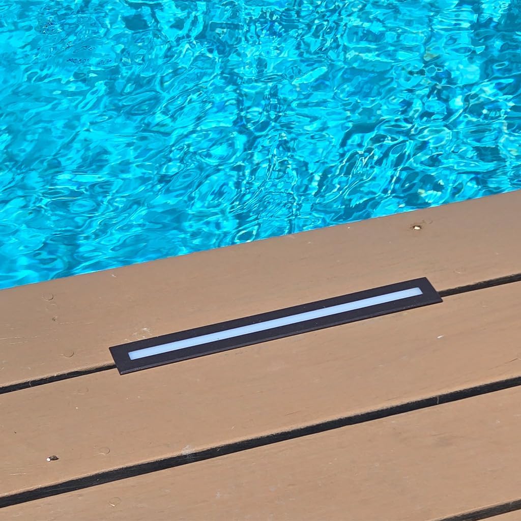 LUMENGY Deck Liner LED Light 0.5x9 Inch, 2700K Warm White, 12V Low Voltage, IP67 Waterproof, for Wood and Composite Decks and Patios, Brown