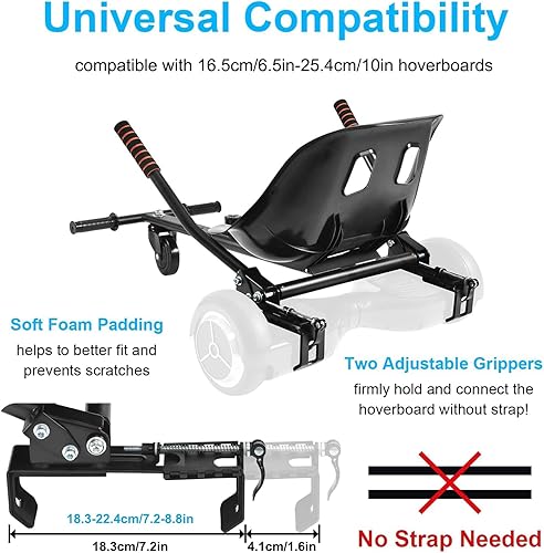 Miniatura 2 de Hishine Accesorio de asiento para aeropatineta de 6.5 a 10 pulgadas, diseño mejorado sin necesidad de correas de velcro, kit de conversión Go Kart,