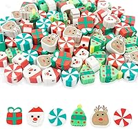 Vista 9 de 100 piezas de cuentas de shamrock de San Patricio hechas a mano de arcilla polimérica, cuentas espaciadoras de arcilla polimérica con estampados