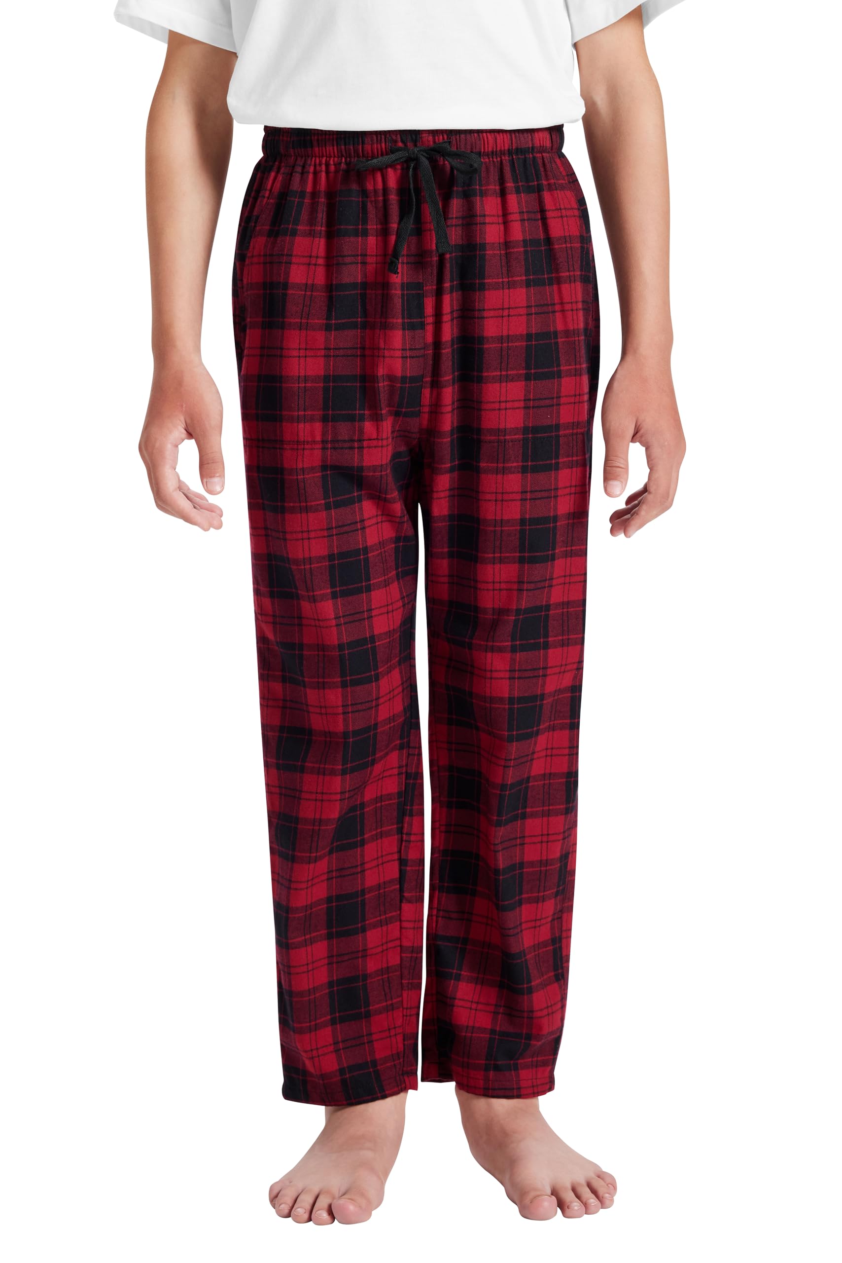 MoFiz Garçon Pantalon de Pyjama Coton à Carreaux Fille Chaud Vêtements de Nuit Décontractés avec Poches pour Enfants 7-18 Ans