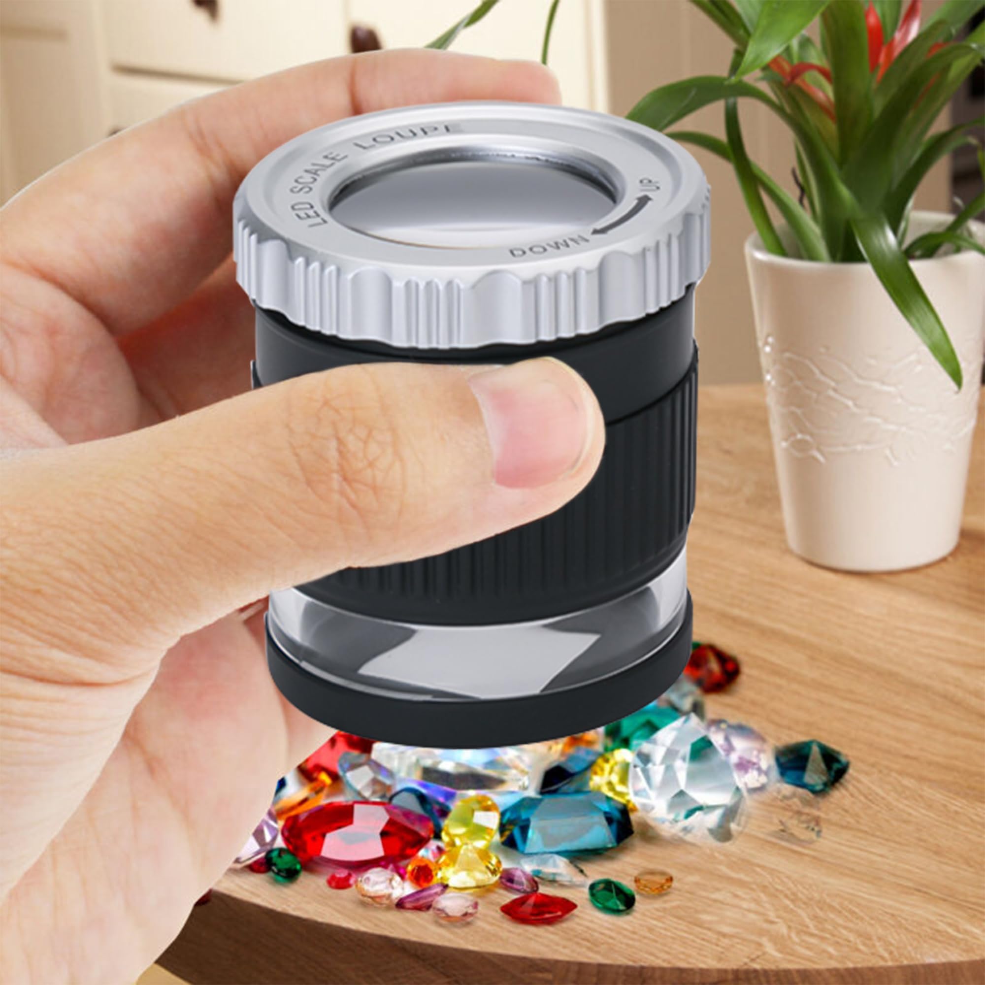 Joycabin lupa jubilerska 30X z podświetleniem LED i UV, lupa o regulowanej ogniskowej, lupa jubilerska, lupa do biżuterii, kamieni szlachetnych, biżuterii, diamentów, znaczków, monet, antyków, modeli