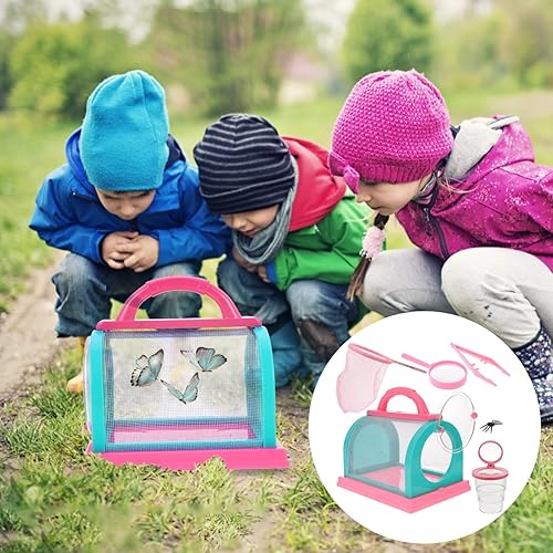 Miniatura 2 de Gadpiparty Herramientas para atrapar insectos para niños, juego de exploración al aire libre con jaula, pinzas, lupa, red y taza de observación,