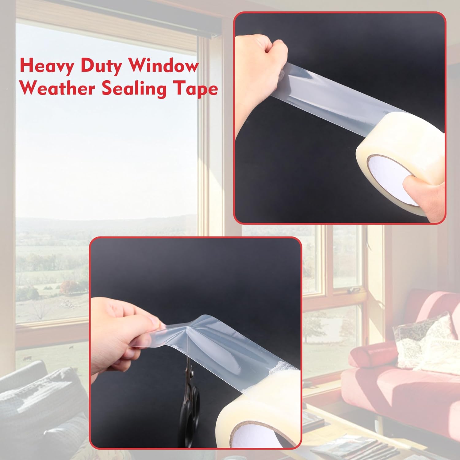 LLPT Transparent Weather Stripping Tape 4” x 108 Ft for Window and Door Ultra High Performance Weather Resistant Tape for Window Draft Insulation No Mess (WWT408)