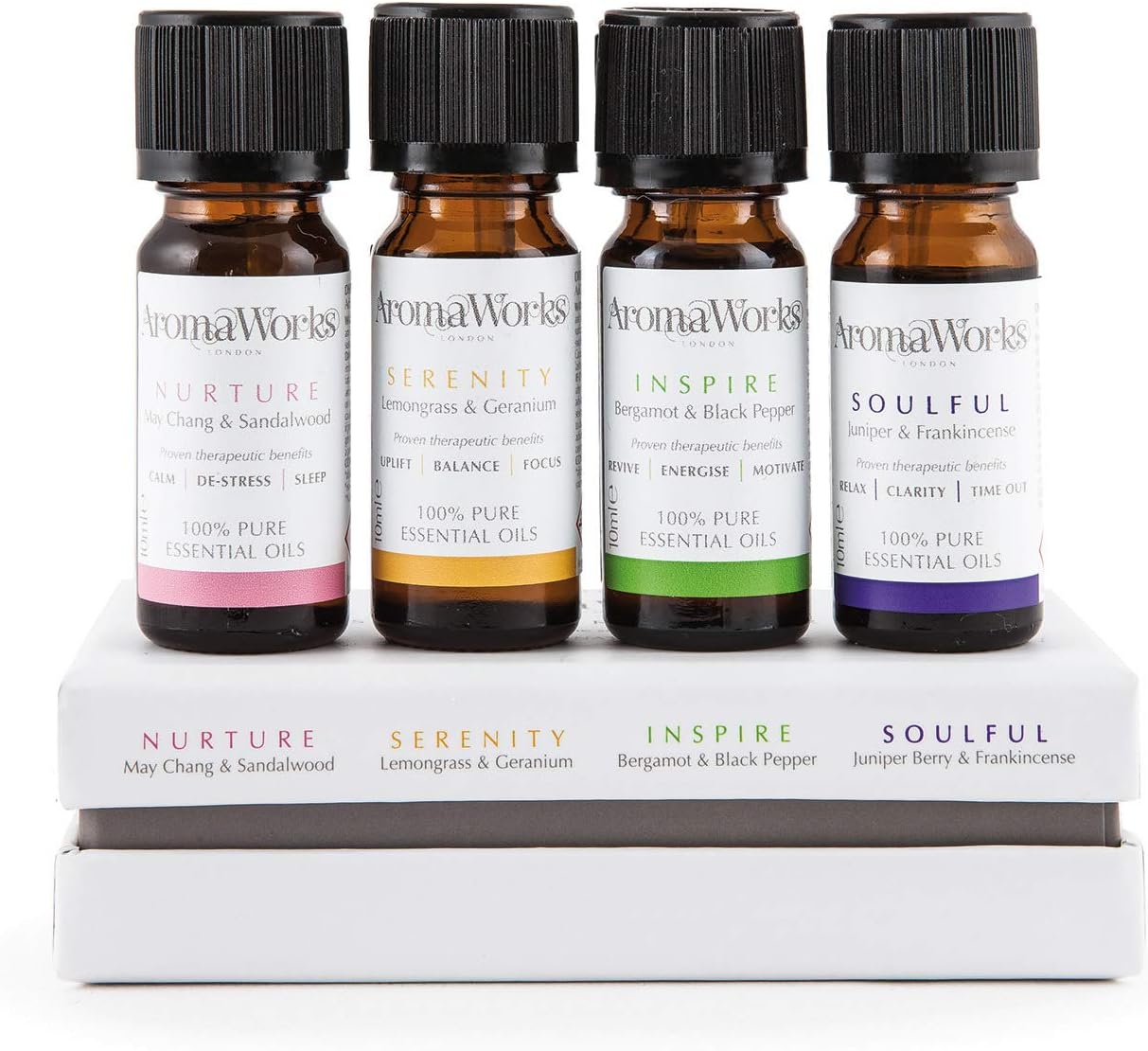Aromaworks The Signature Essential Oil Range Set - Fill The Home With Calmness - Luxurious Scent For Deep Relaxation - Creates A Sense Of Well-Being - Can Be Used As A Sensual Massage Oil - 4 Pc Set