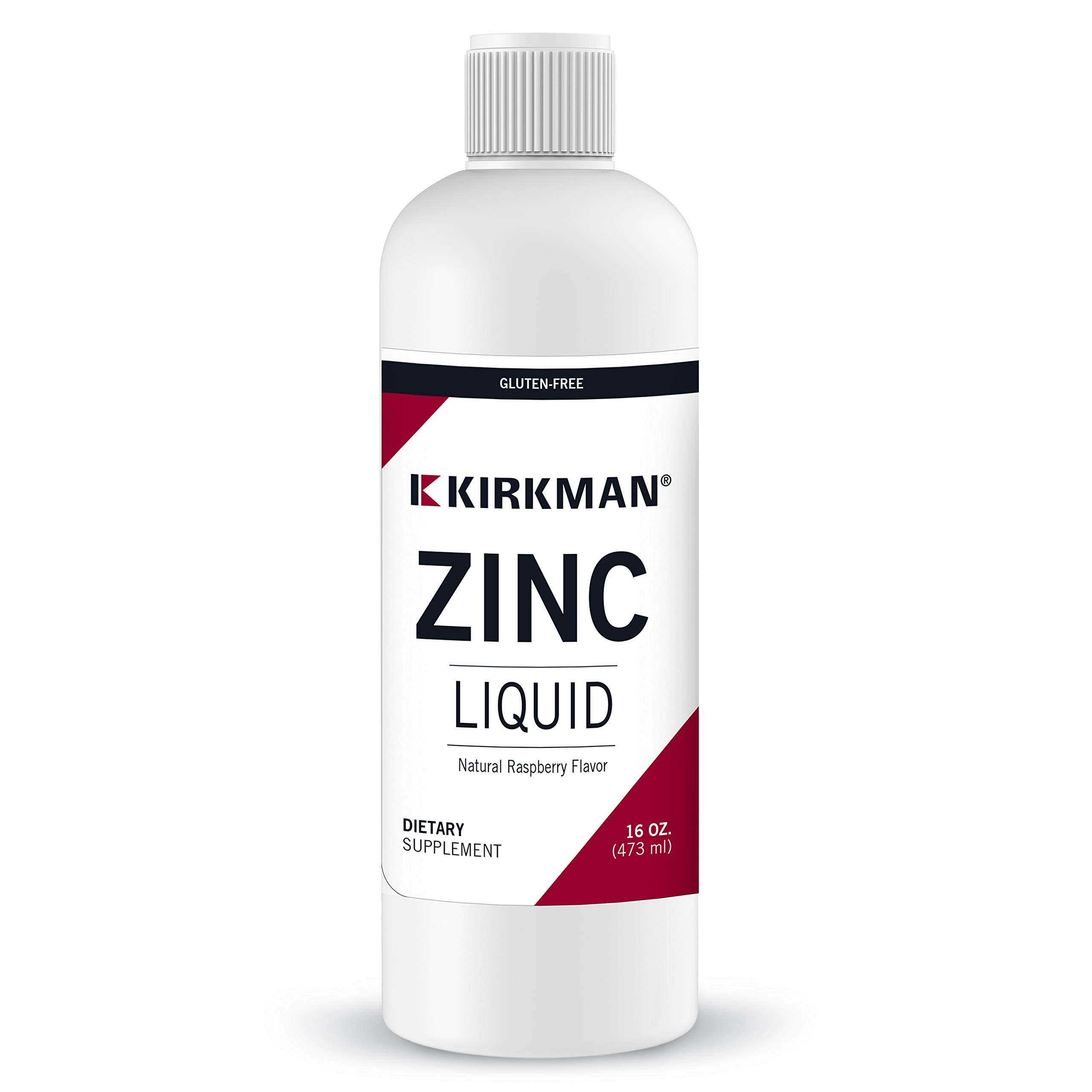 Kirkman Zinc Liquid New Formulation 16 Oz Flavored With Natural Raspberry Free Of Common Allergens 16 Ounce