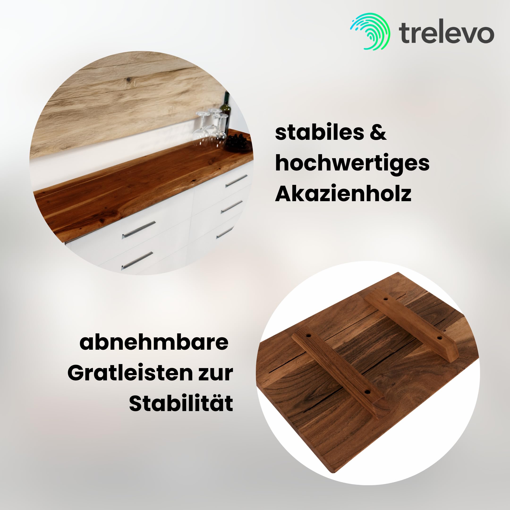 Holzplatte 30x30 cm, Akazienholz massiv 26mm, Tischplatte nussbaumfarben, Baumkantenplatte für Regale und Rückenlehne Bank, einseitige Baumkante
