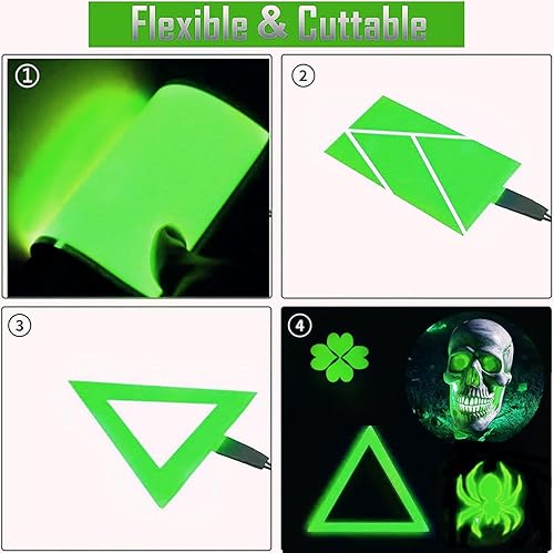 Miniatura 2 de Ourbest Tira de luces EL, panel electroluminiscente suave, hoja de papel luminiscente, luces para bricolaje, cortables, 4.7 x 2.0 in, 3 modos