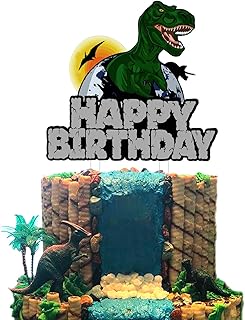 Dinosaur Happy Birthday Cake Topper, T-Rex Smash Cake Topper, Boys Birthday Party Decoration, Dinosaur Party Supplies