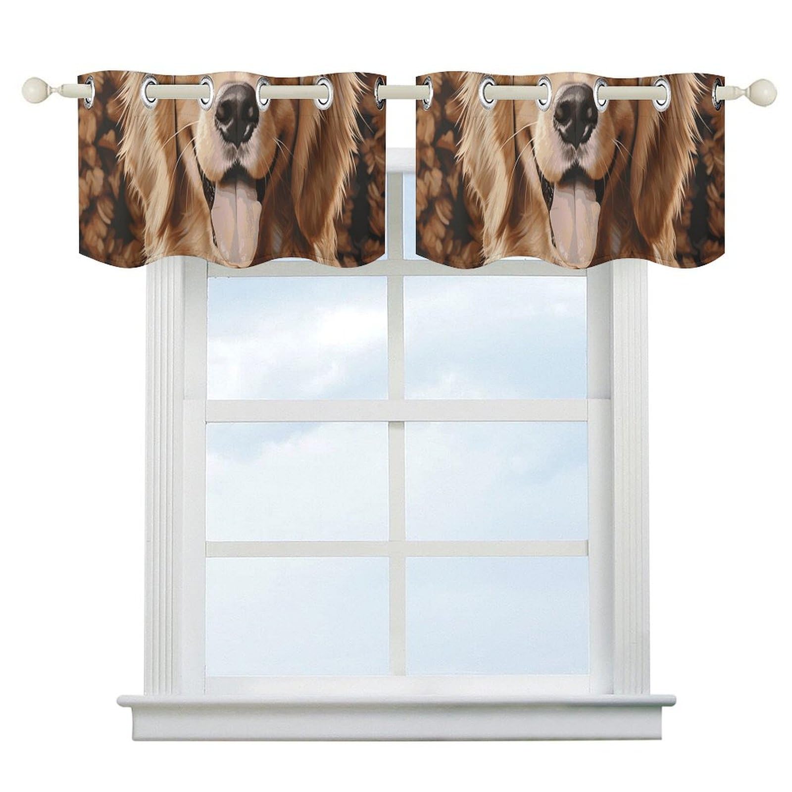 Rideaux de cuisine golden retriever isolants | Lot de 2