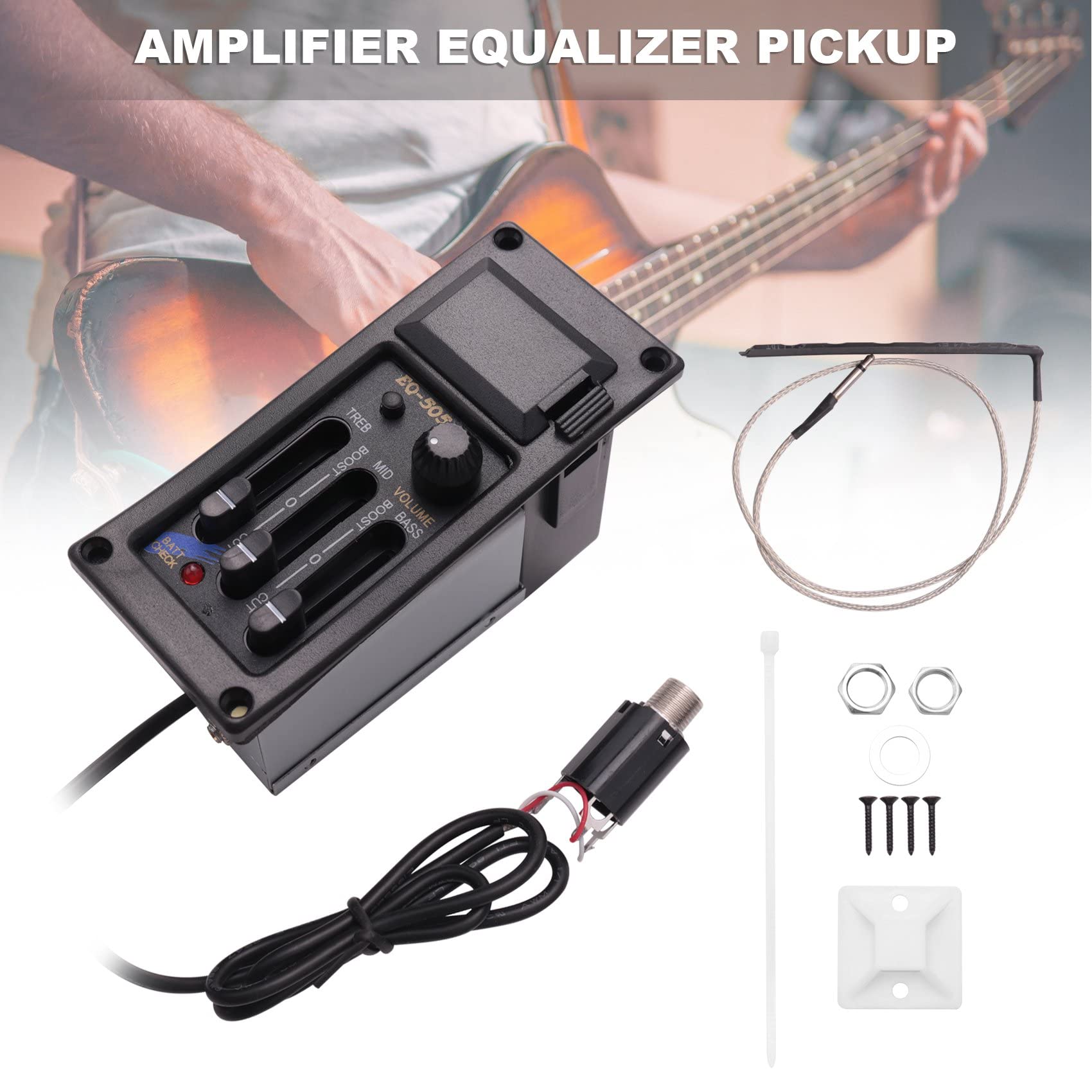 Yindhgdr EQ-505R Acoustic Guitar 3 Band Preamp Amplifier Equalizer Piezo - Image 2