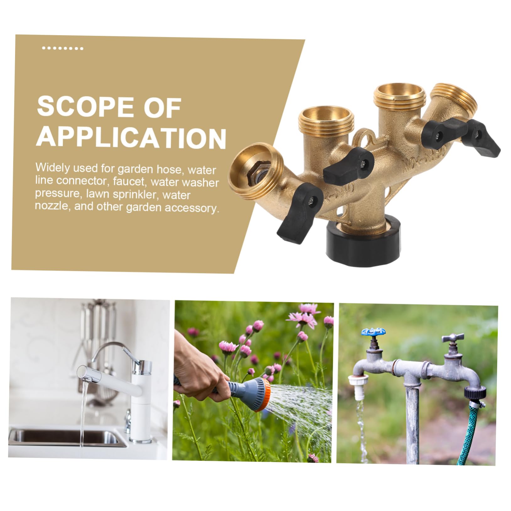 Homoyoyo 2ensembles Raccord De Tuyau De Jardin Laiton à Voies Adaptateur De pour Arrosage Et Irrigation Connecteur Pratique pour Deux Tuyaux Et Étanche