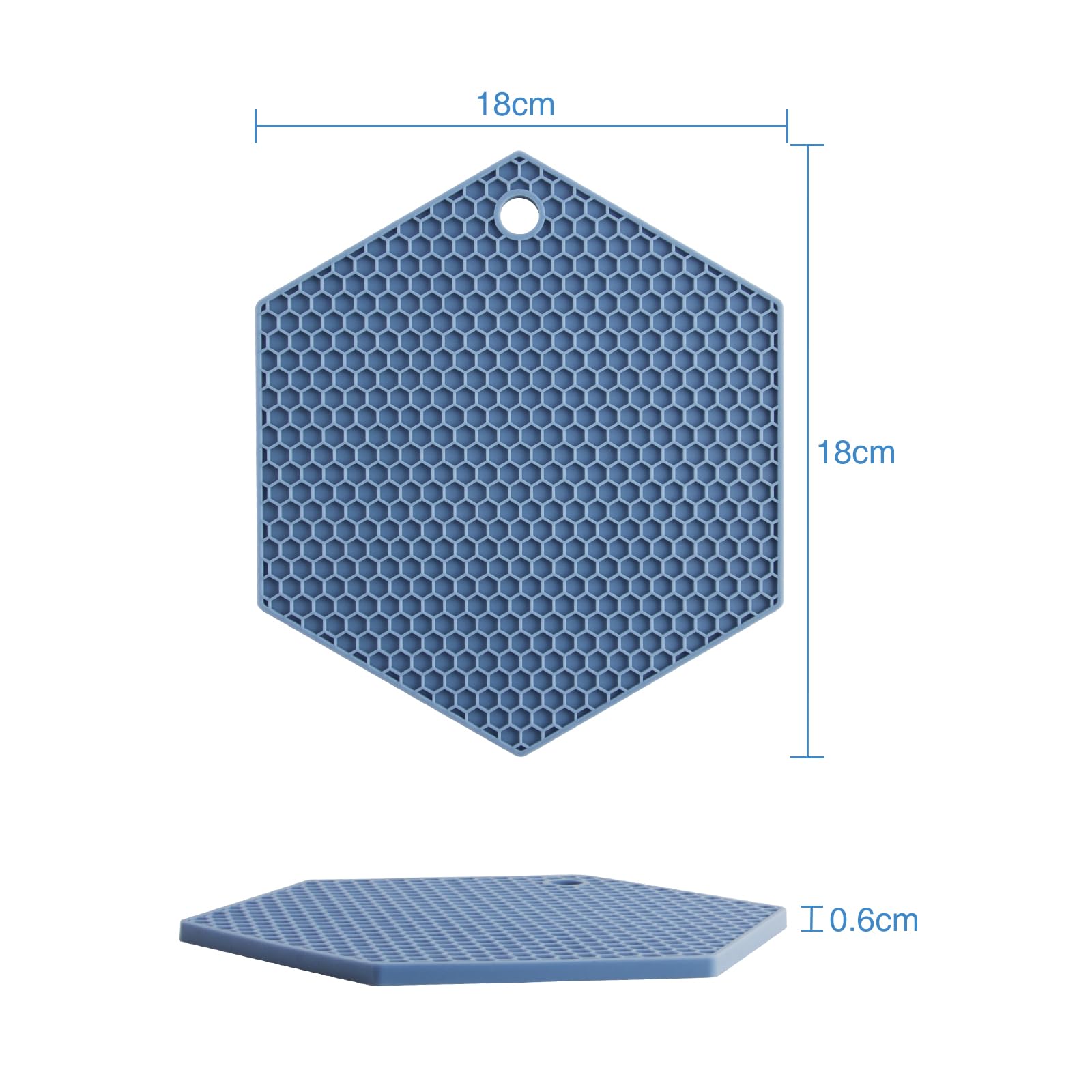 Extra Thick Silicone Trivet Mat Heat Resistant Multi-purpose None slip Table Place Mats for Hot Pots Holder,Pads,Pans,Dishes,Spoon rest,Coasters for Kitchen Cooking & Dining(3pcs Pack)(Hexagon-Blue) - Image 3