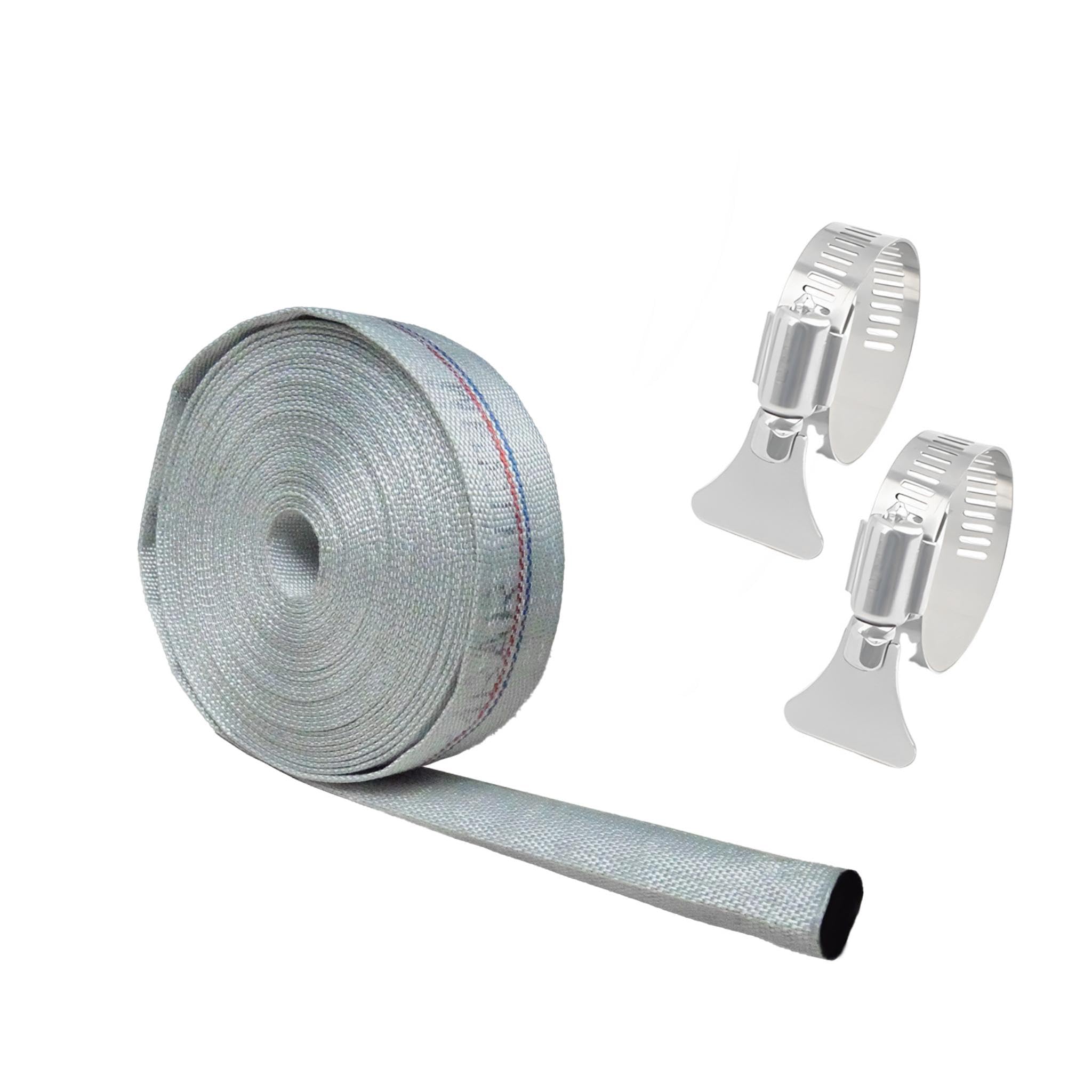Vectorgolden Layflat Water Discharge Hose 32 mm x 20 m Pool Backwash Hose with 2 Stainless Steel Hose Clip for Draining Pond, Garden Irrigation, Swimming Drain Pools(Grey)