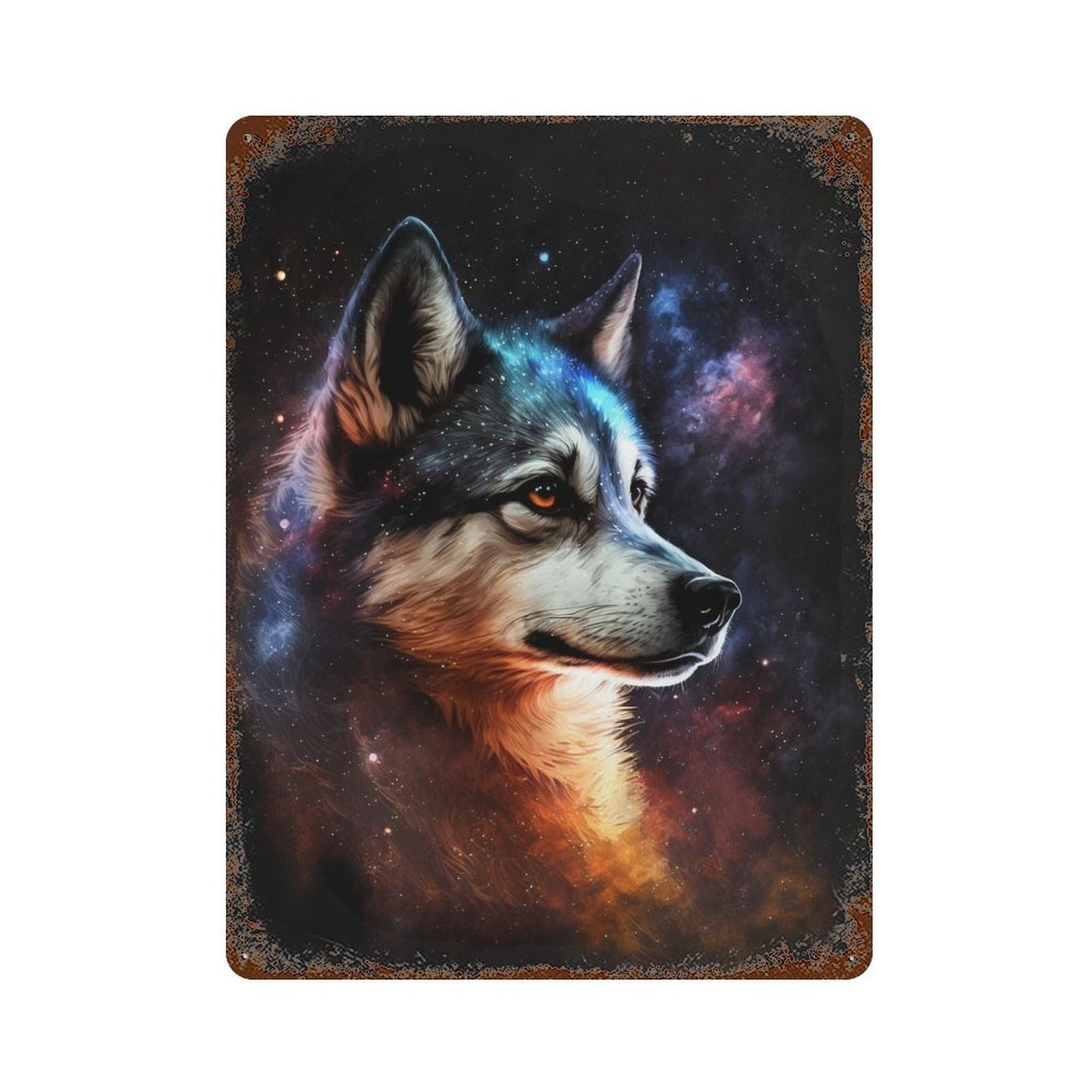 Cosmic Wolf Portrait-12 Retro Metal Sign 15.7"x11.8", Ideal for Cafe, Home Bar And Lounge Decor