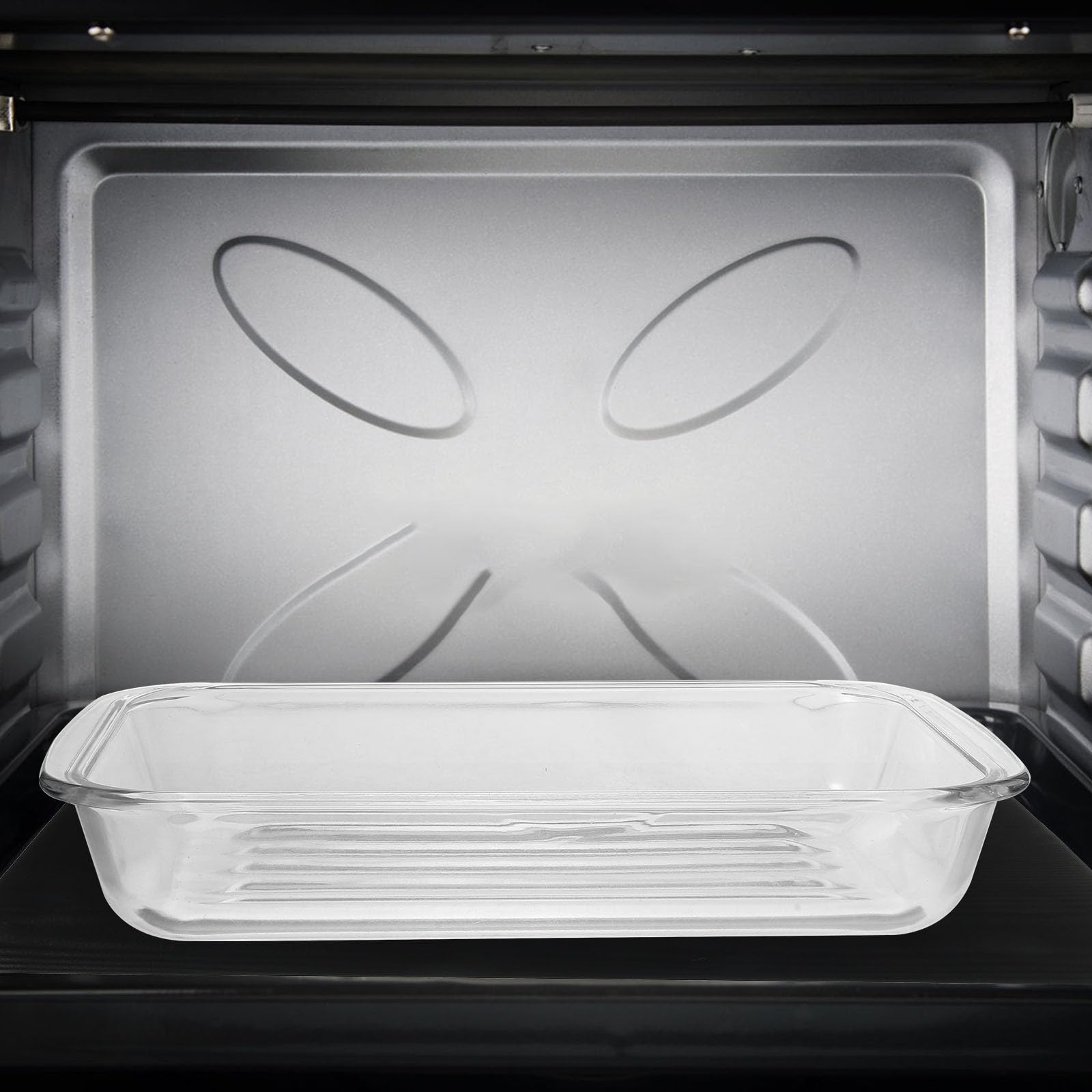 Toyvian Fuente para Hornear de Vidrio Templado 1.5l Resistente al Calor, Reutilizable y Práctica para Horno y Microondas en Estilo Simple